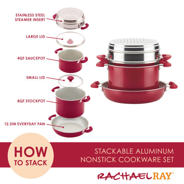 8-Piece Create Delicious Stacking Nonstick Induction Cookware Set - Image 12