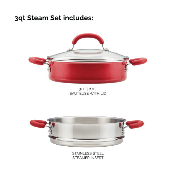 3-Quart Create Delicious Nonstick Induction Steamer Set - Image 3