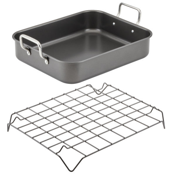 16.5-Inch x 13.5-Inch Nonstick Steel Roaster with Reversible Rack - Image 5