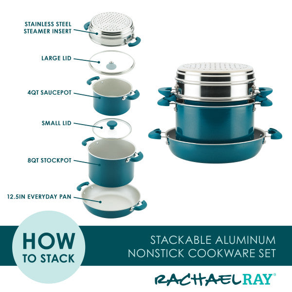8-Piece Create Delicious Stacking Nonstick Induction Cookware Set - Image 9