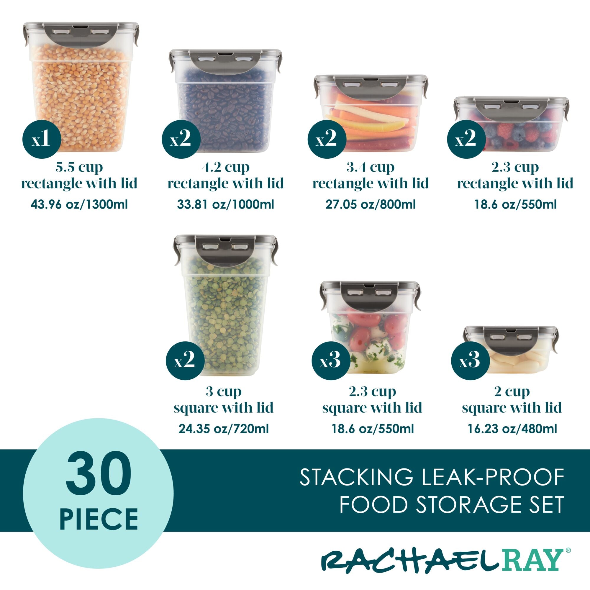 30-Piece Nestable Food Storage Containers - Image 6