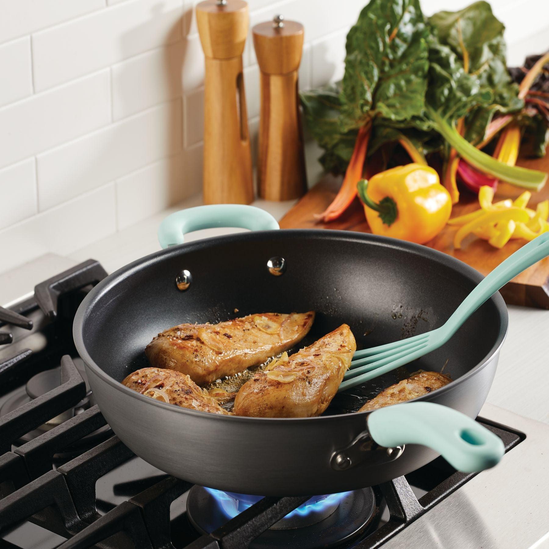 12.5-Inch Create Delicious Anodized Nonstick Induction Deep Frying Pan with Helper Handle - Image 13
