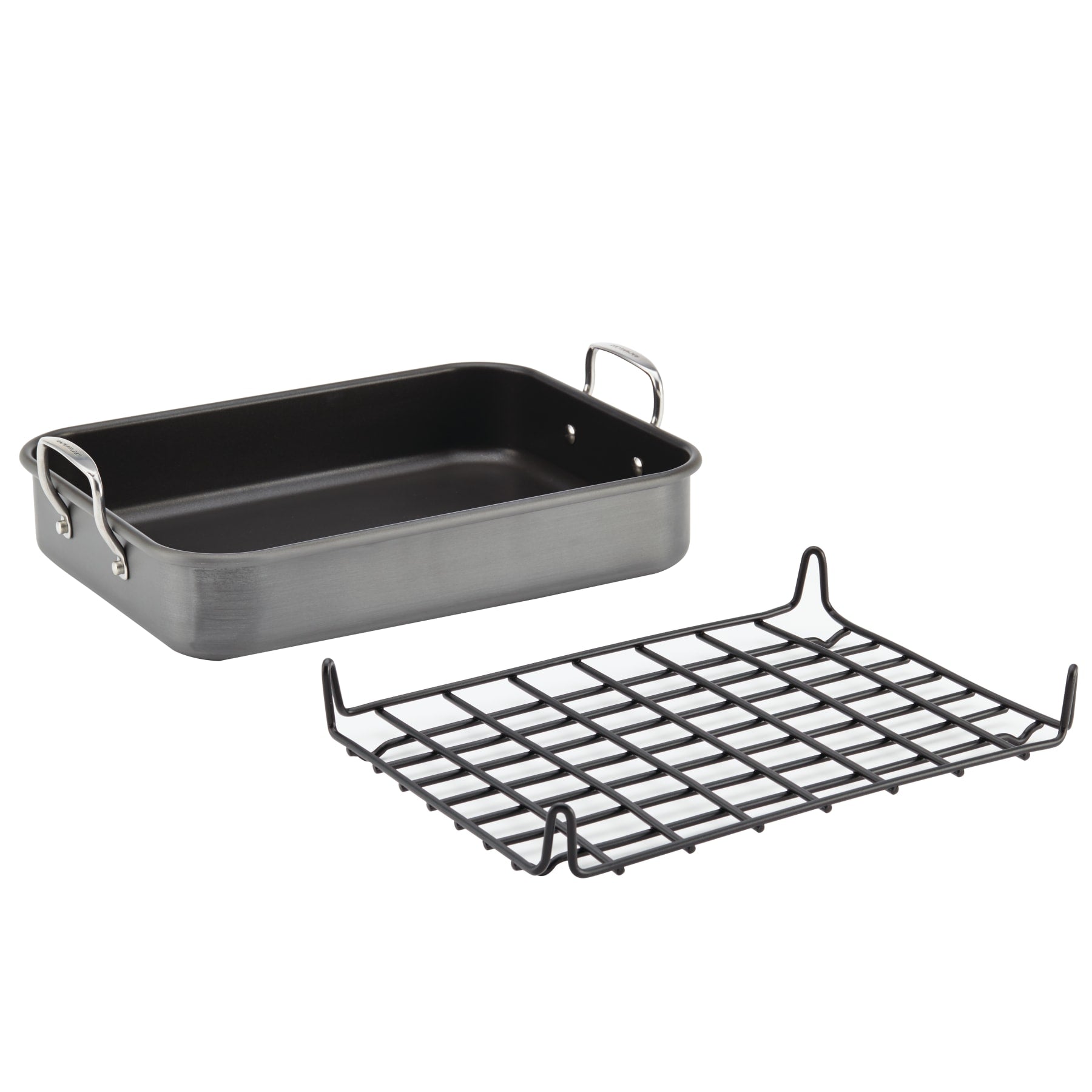 16-Inch x 12-Inch Nonstick Hard Anodized Roaster with Reversible Rack - Image 2