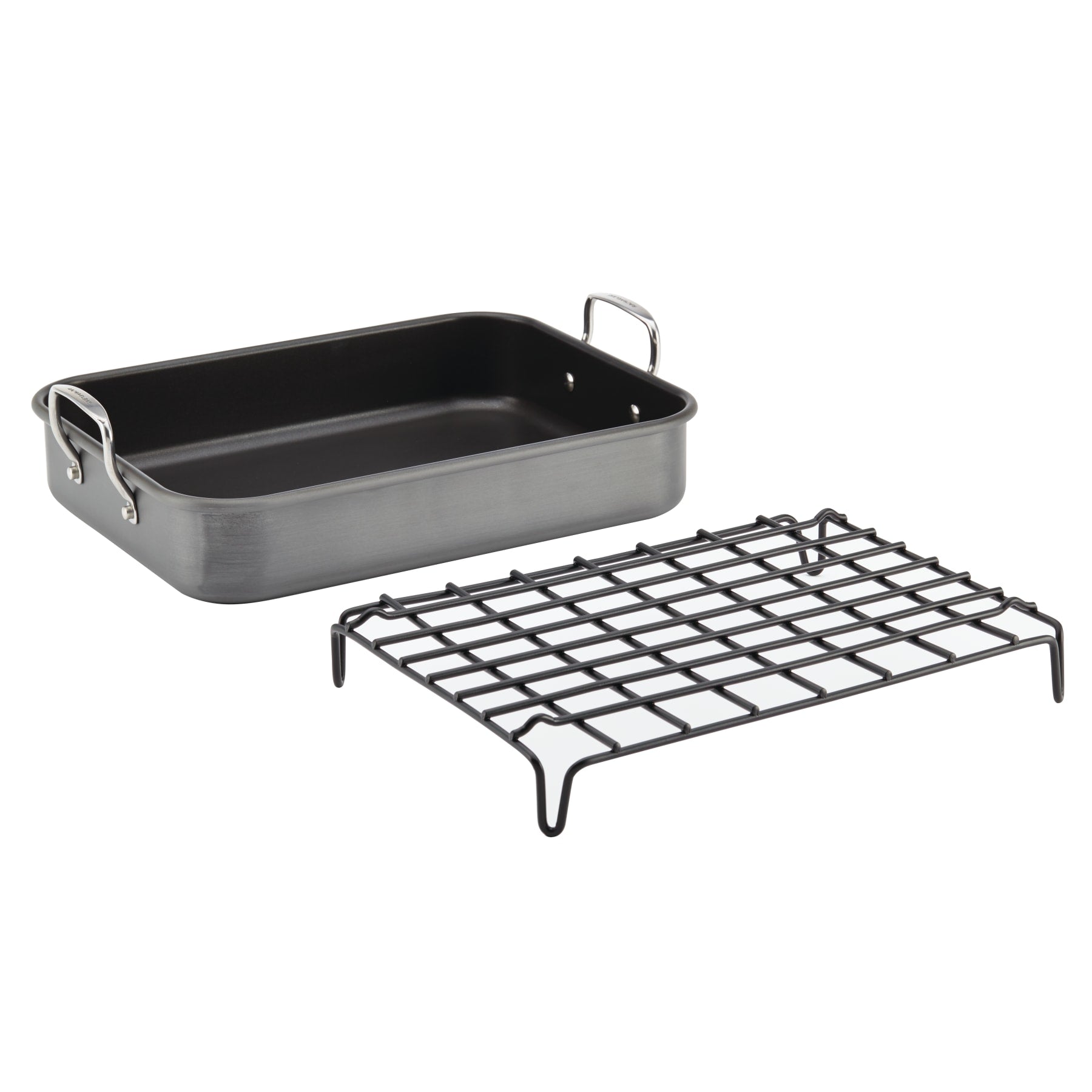 16-Inch x 12-Inch Nonstick Hard Anodized Roaster with Reversible Rack - Image 3