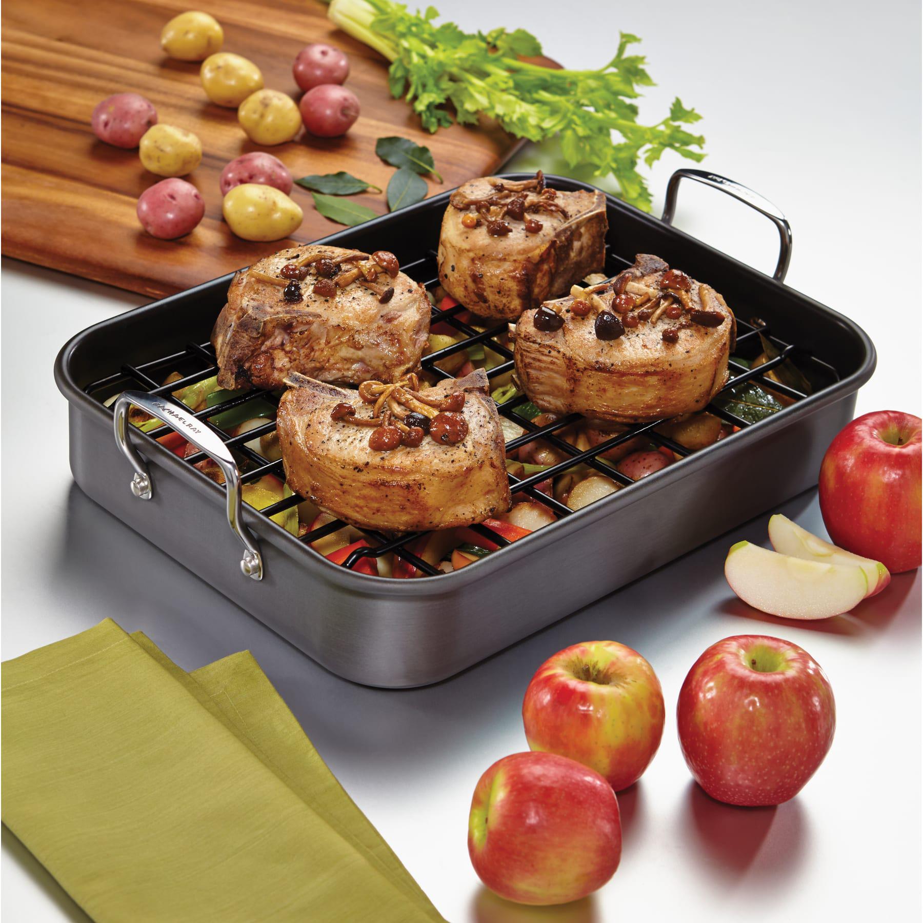 16-Inch x 12-Inch Nonstick Hard Anodized Roaster with Reversible Rack - Image 6