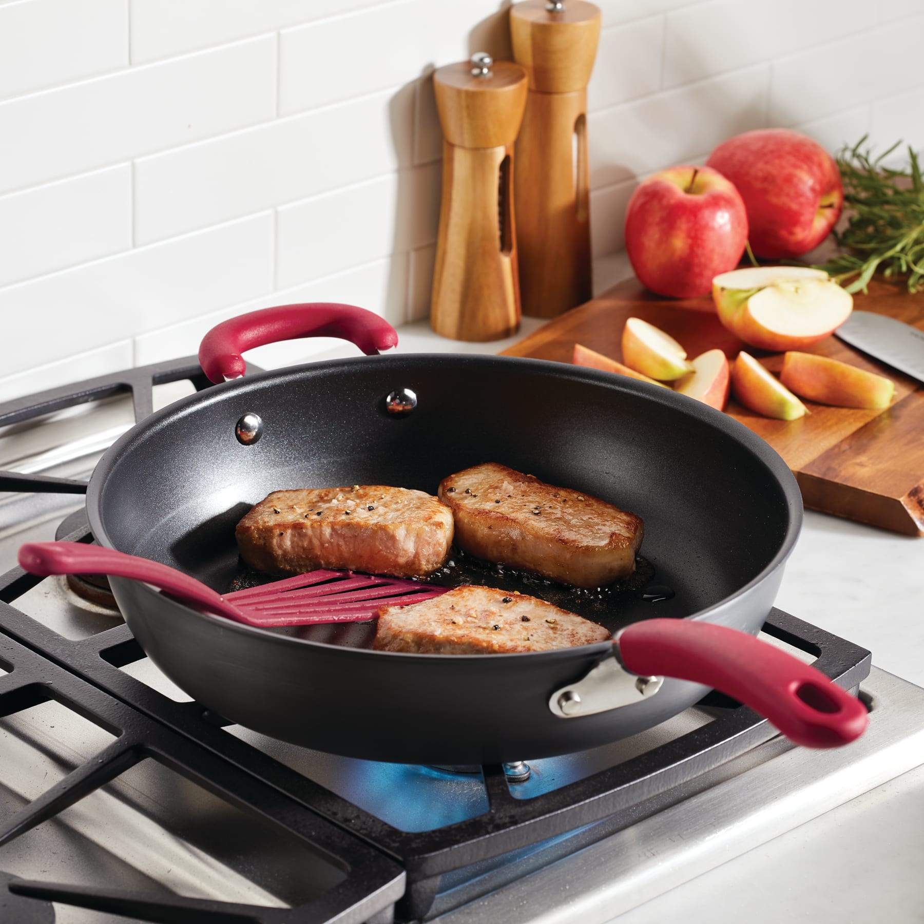 12.5-Inch Create Delicious Anodized Nonstick Induction Deep Frying Pan with Helper Handle - Image 9